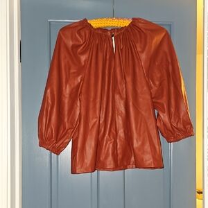 NWT Who What Wear Fired Brick Terracotta Blouse Y2K Top Medium Women Top Modern